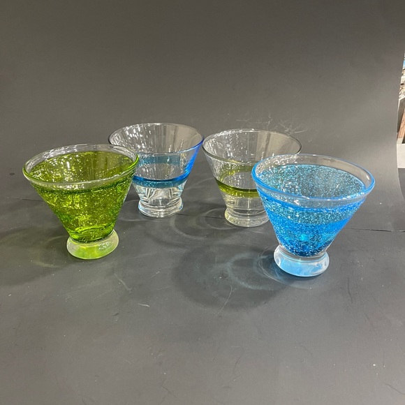 4 Hand Blown Bubble Glass Stemless Martini Anthropologie Glasses - Picture 2 of 10